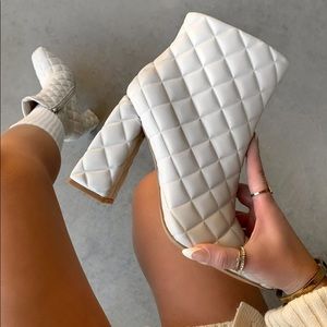 Cream quilted booties